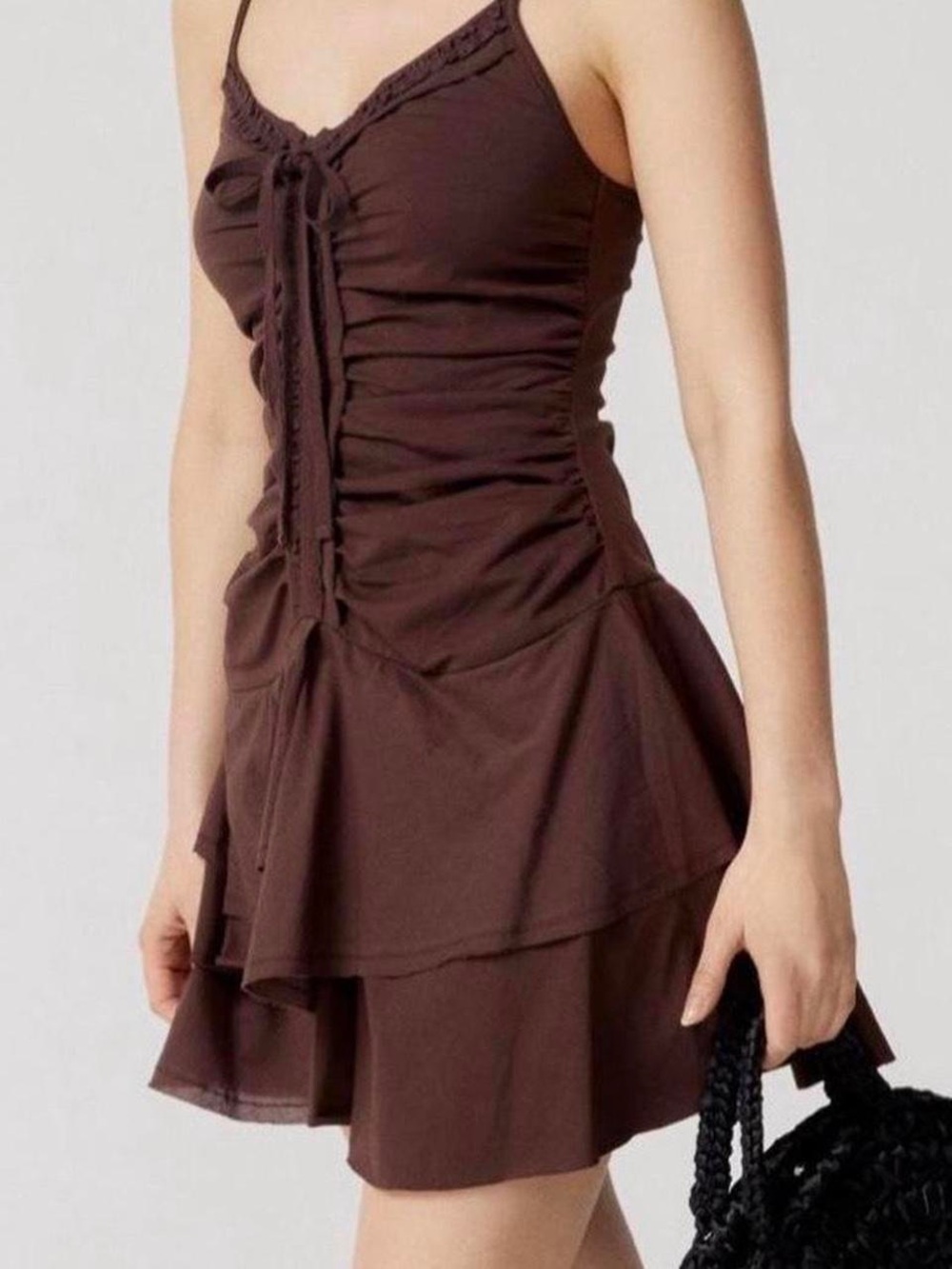 Urban Outfitters Chocolate Brown Ruffled Mini Dress